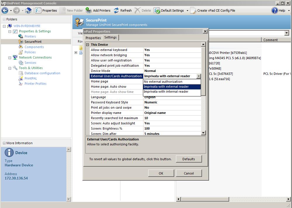 Imprivata UniPrint infinity integration interface